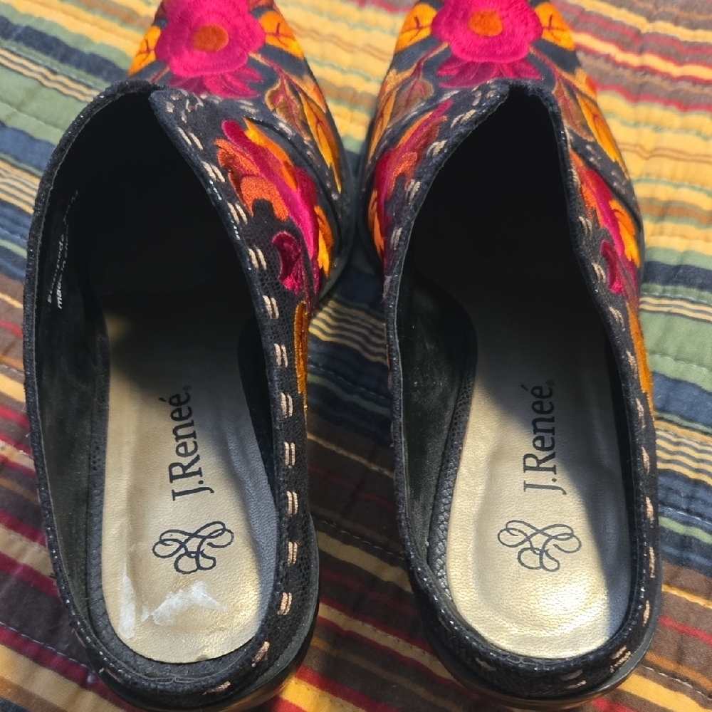 Roper Black Floral Embroidered Mules - Picture 6 of 7